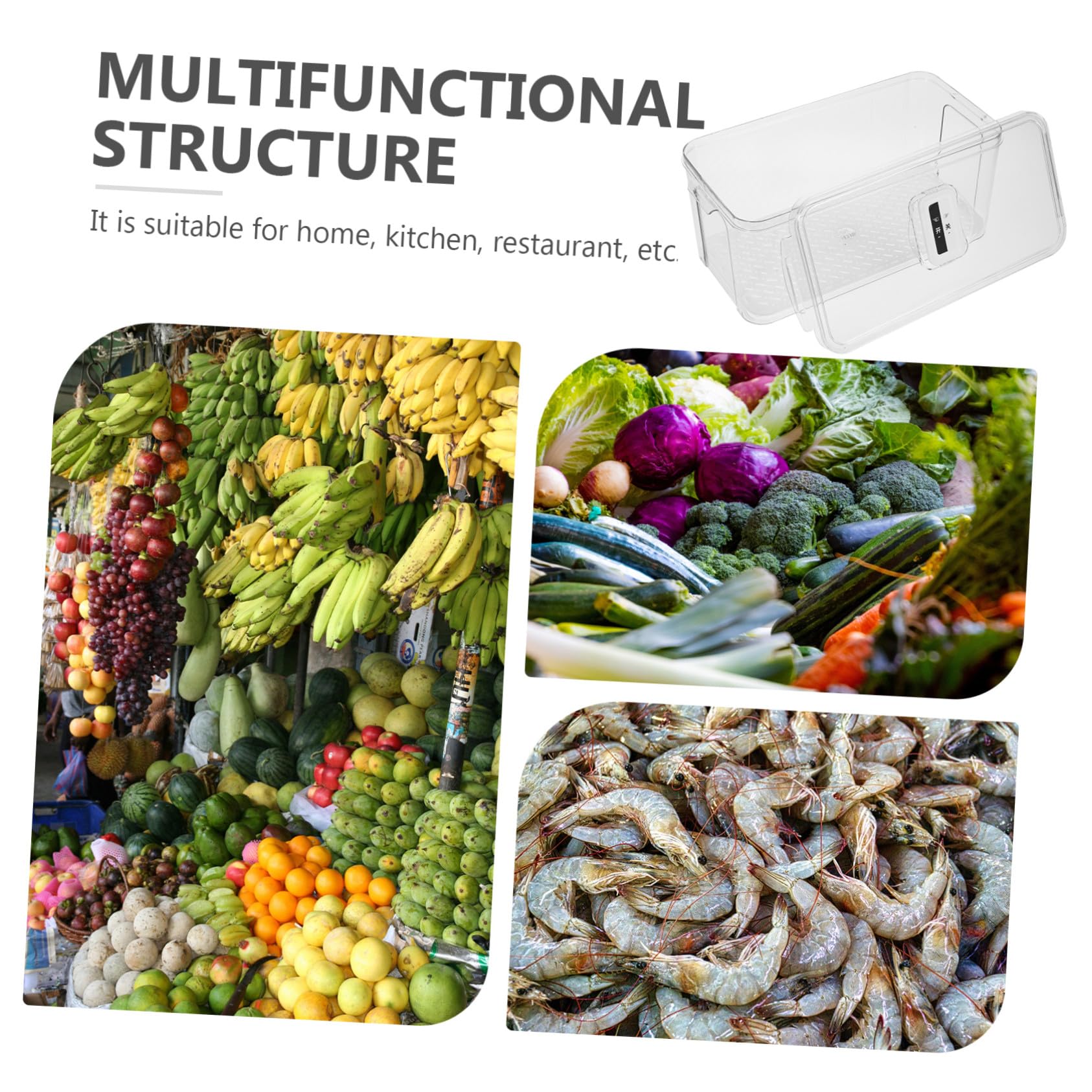 Hemobllo Caja De Almacenamiento Transparente Para Alimentos Con Placa De Drenaje Extraíble Para Refrigerador y Congelador Organizador De Frutas y Verduras
