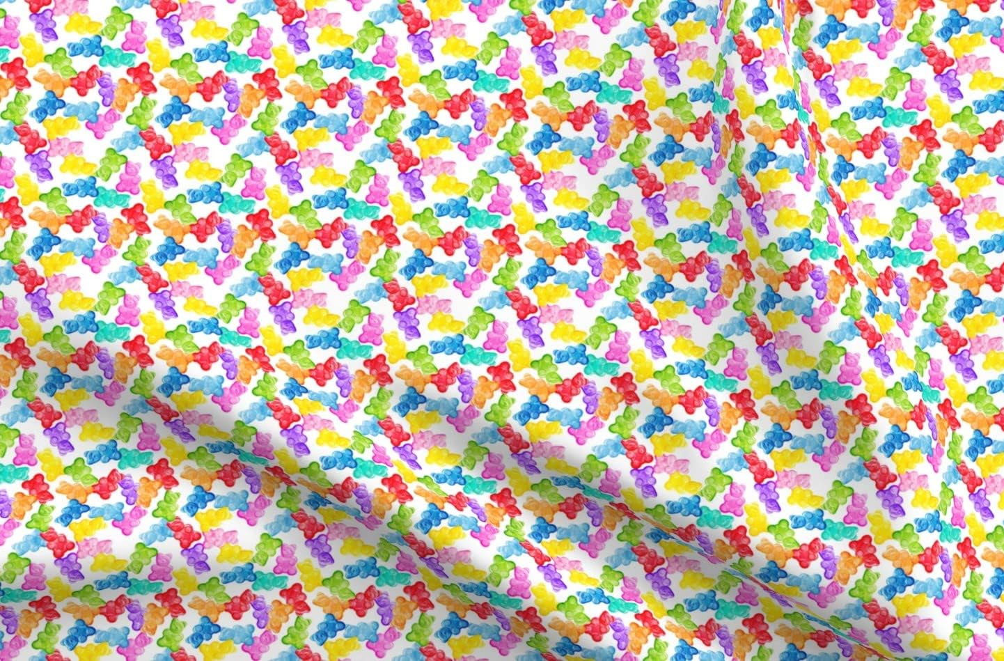 Spoonflower Fabric - Scale Bears Candy White Sweets Gummies Bear Printed on Petal Signature Cotton Fabric by The Yard - Sewing Quilting Apparel Crafts Decor