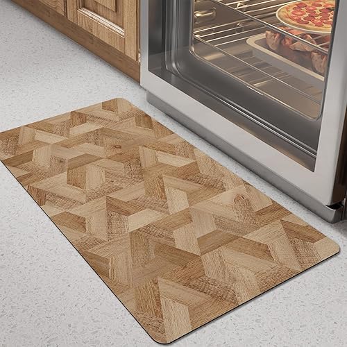 LUMI Tapete de cocina ultrafino de grano de madera, perfil bajo, antideslizante, de secado rápido, lavables, roble blanco, 31.5 x 17 pulgadas disponible en Yaxa Venezuela