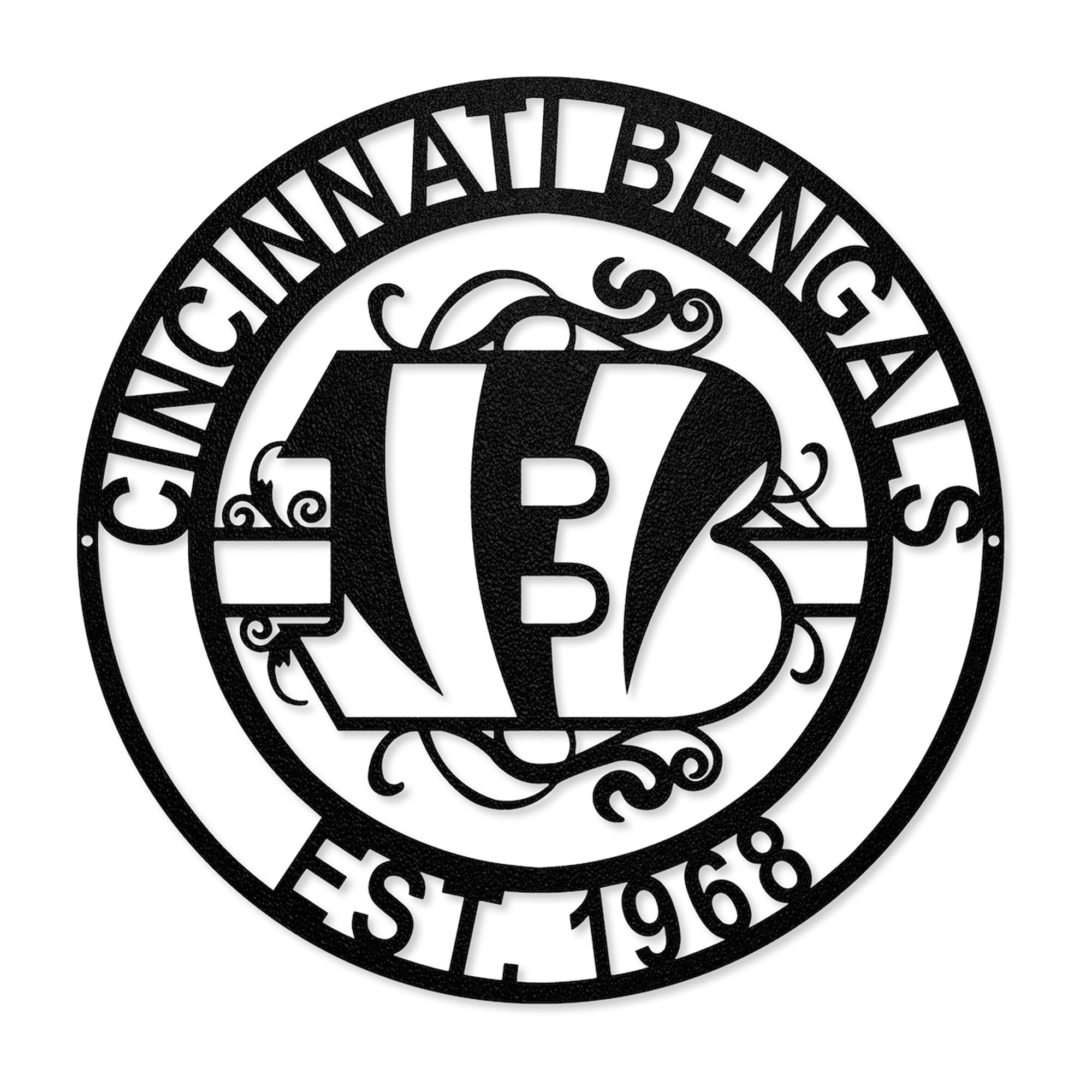 Party Animal NFL Laser Cut Metal Sign, 15-inch Round, Cincinnati Bengals