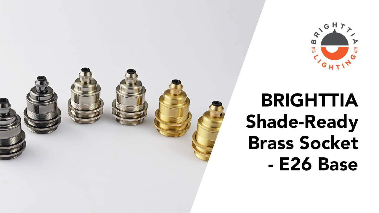 Brass Plated Keyless Lamp Socket E26 - Single Socket Replacement Part (30778J)