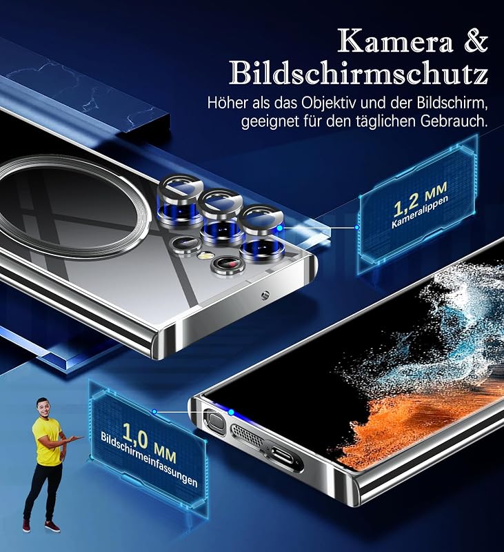 Neivi Samsung Galaxy S22 Ultra MagSafe tok kameravédelemmel, ütésálló, átlátszó, katonai védelemmel
