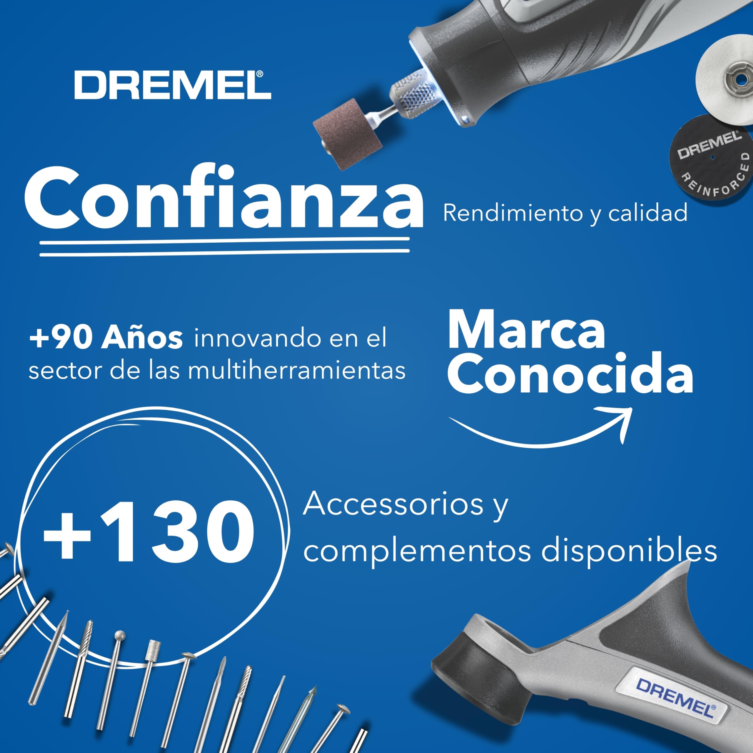 Dremel 8150 Multiherramienta a batería de 7,2 V 2Ah sin escobillas Herramienta Rotativa recargable por USB-C, 20 accesorios, Velocidad Variable 5.000-30.000 RPM, luz LED, corte, lijado, tallado
