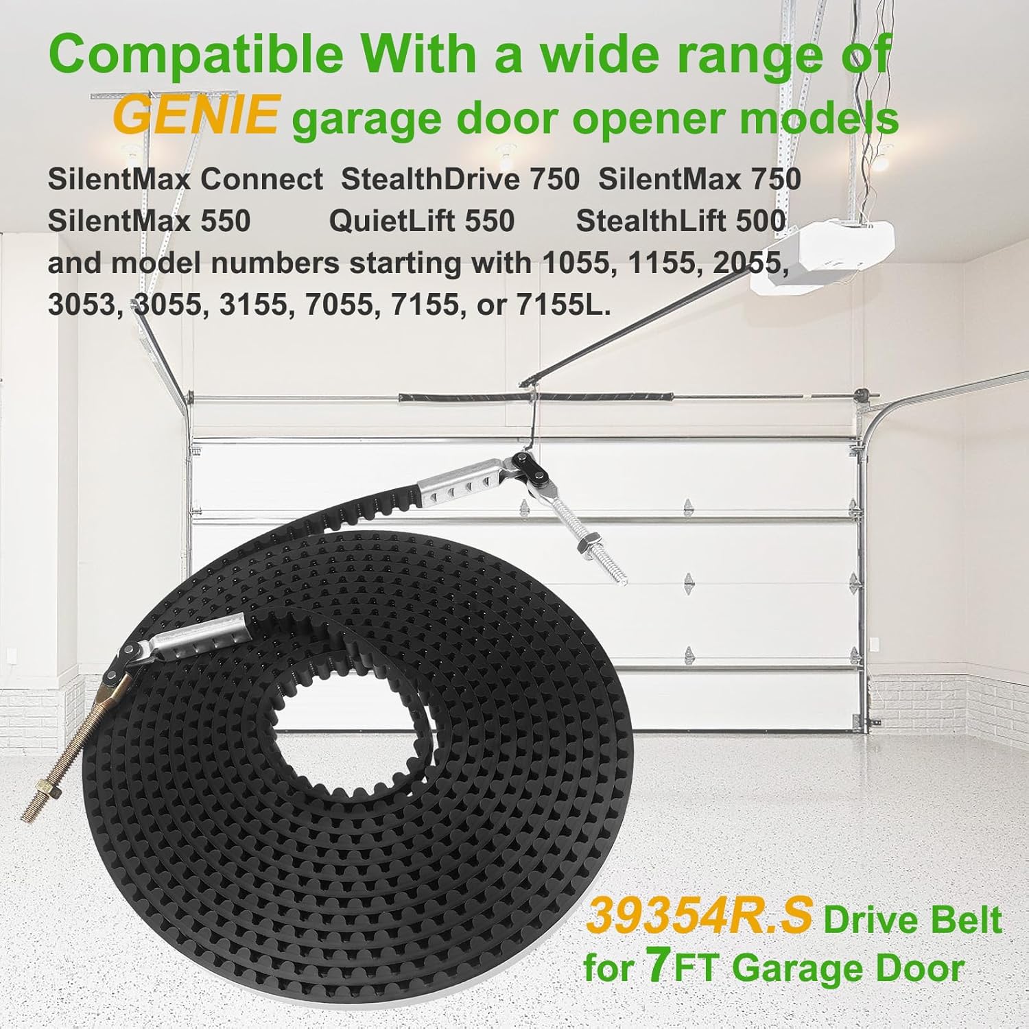 39354R.S Belt 223.7" Stable for 7 FT Genie Garage Door Opener 7055, 3055, 3053, 2055, 7155, SilentMax 550/750, StealthDrive 750, QuietLift 550 (39354R.S 223.7" 7 FT Garage Door Belt)
