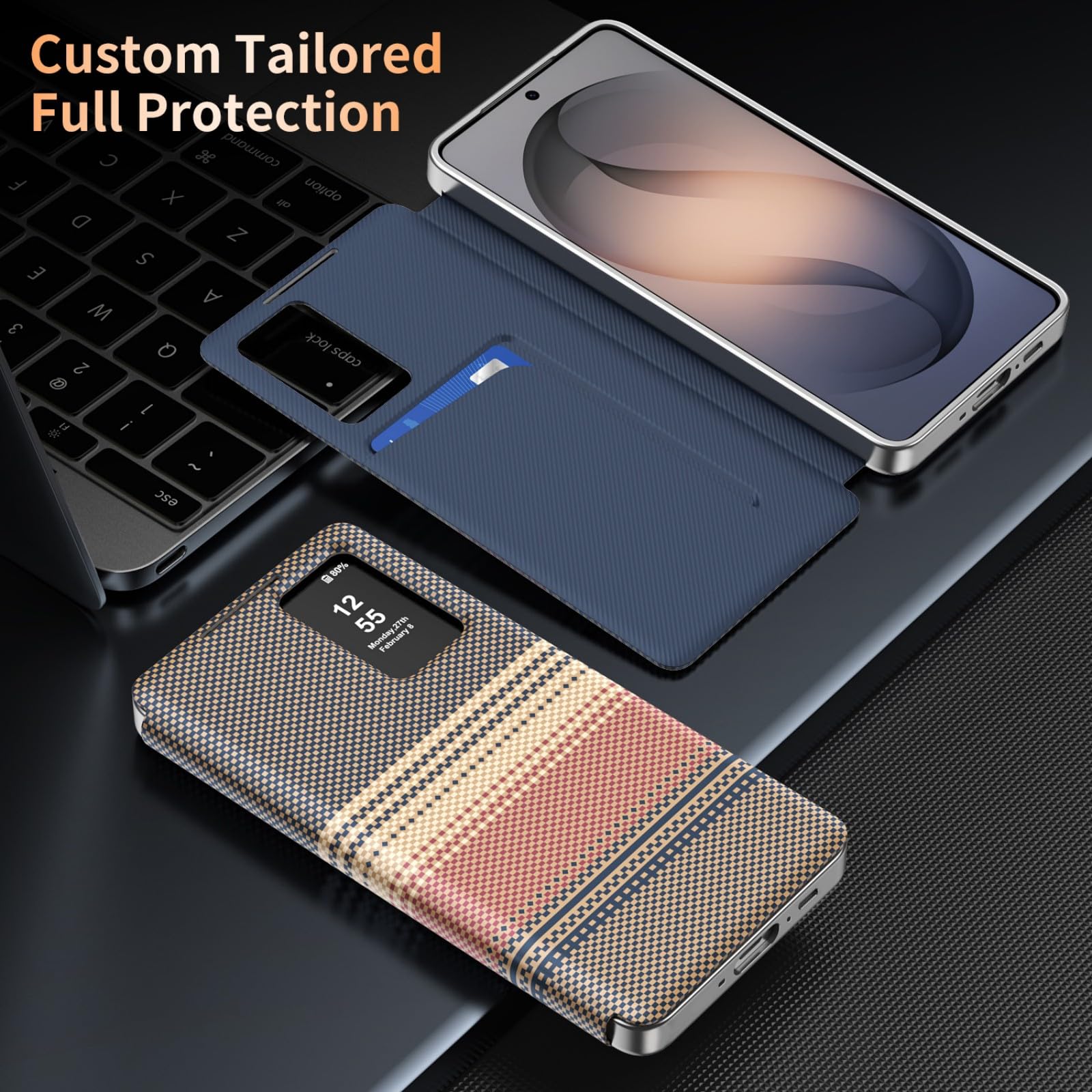 Smart View Flip Funda para Galaxy S26 FE Wallet Case(Marrón)