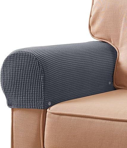 Miniatura 18 de SUBRTEX Juego de 2 fundas elásticas para brazos de sofá, fundas de sofá a cuadros, fundas antideslizantes para reposabrazos de reclinables y