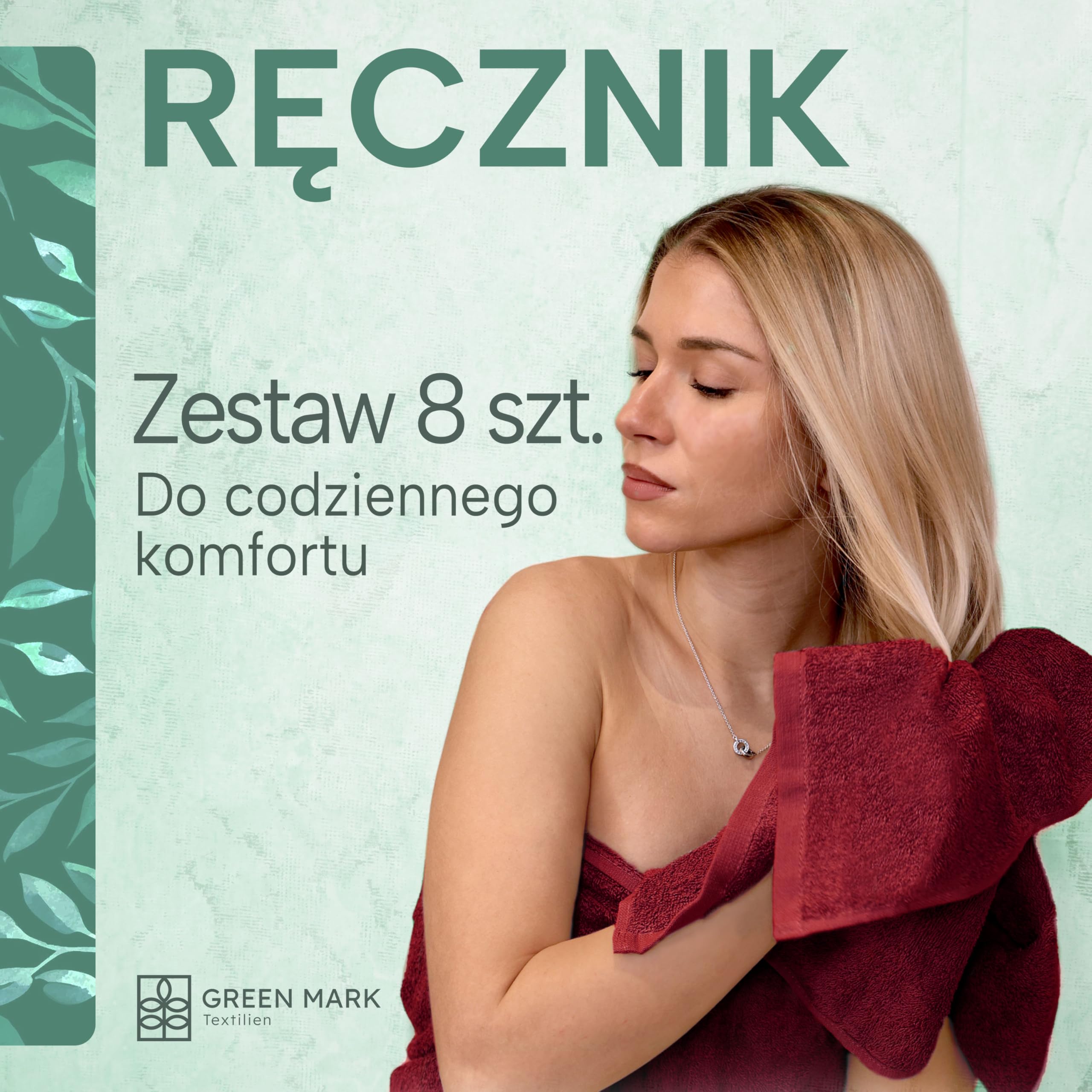 GREEN MARK Ręczniki – Zestaw 8 Sztuk – 100% Bawełna, Miękkie i Wysoko Chłonne, Jakość Premium do Łazienki, Spa i Siłowni, 50 × 100 cm,