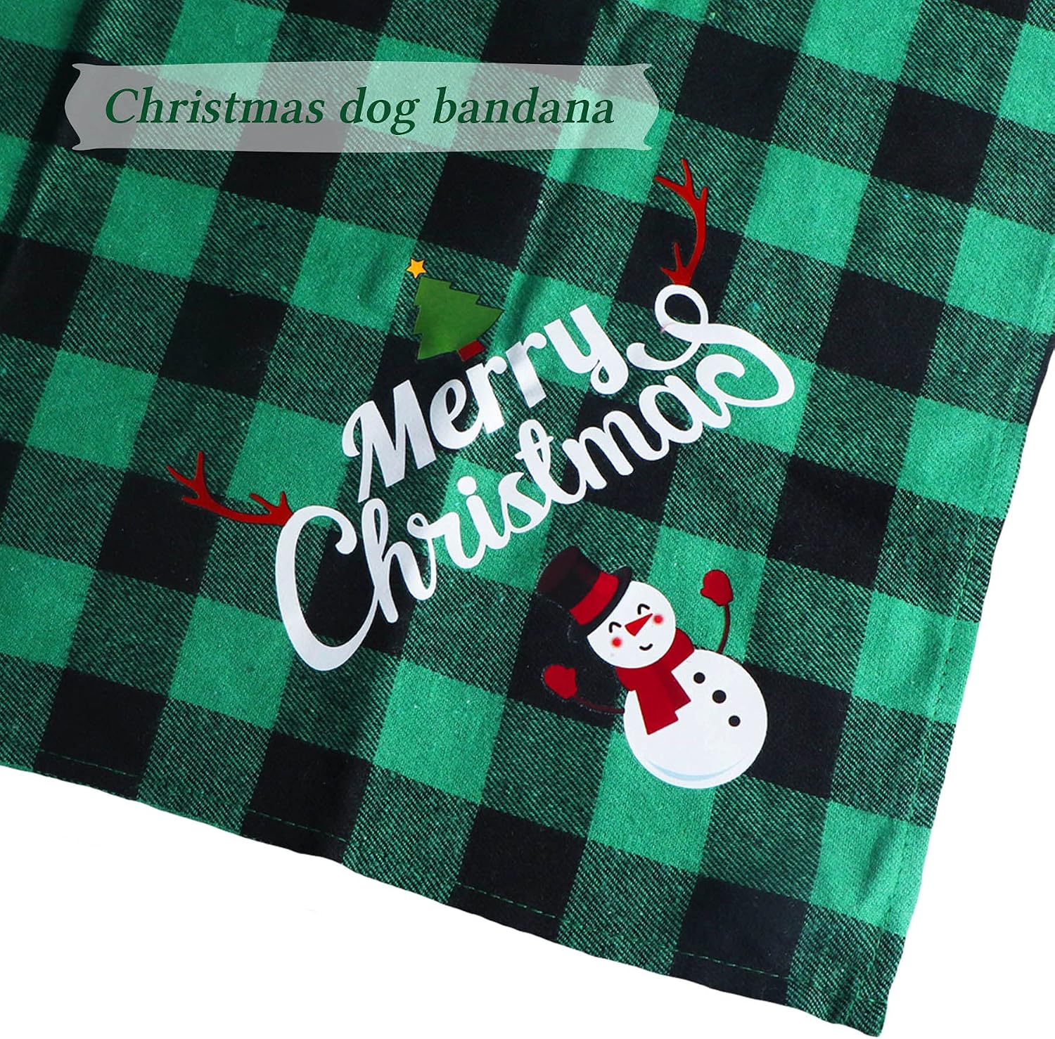 STMK 2 Pack Plaid Dog Bandanas, Christmas Plaid Dog Bandanas for Large Medium Dogs Christmas Costume Decorations (Red & Green - Image 4