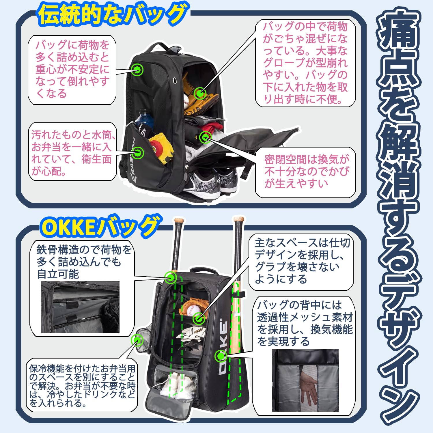 Amazon.co.jp: 60L 野球 リュック （ クーラー バッグ 付き）、 大容量 
