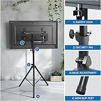 Vista 5 de Mount-It! Tripod TV Stand – Portable TV Tripod for Flat Screens 32-70 Inch – Indoor/Outdoor Height Adjustable Stand, VESA 200x200 to 600x400, for