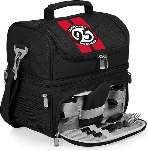 Vista 29 de PICNIC TIME Disney Mickey Mouse Pranzo - Lonchera aislada con juego de utensilios, bolsa para enfriar el almuerzo, color negro, 11 x 7.5 x 12 Disney