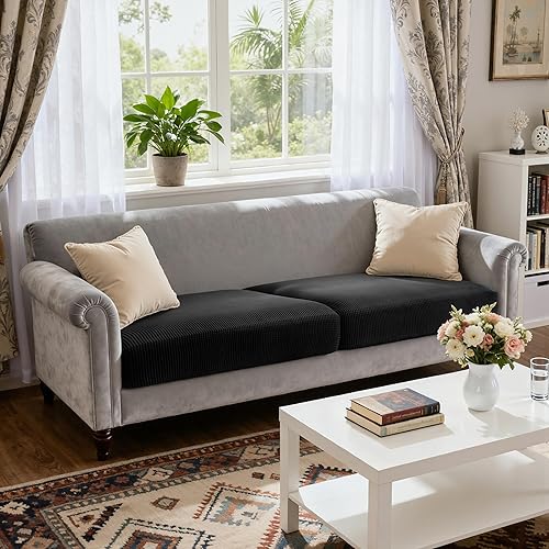 Vista 285 de CHUN YI - Funda elástica de cojín para sofá biplaza, funda de asiento de sofá con tela jacquard de elastano (mediana, color verde azulado) Verde