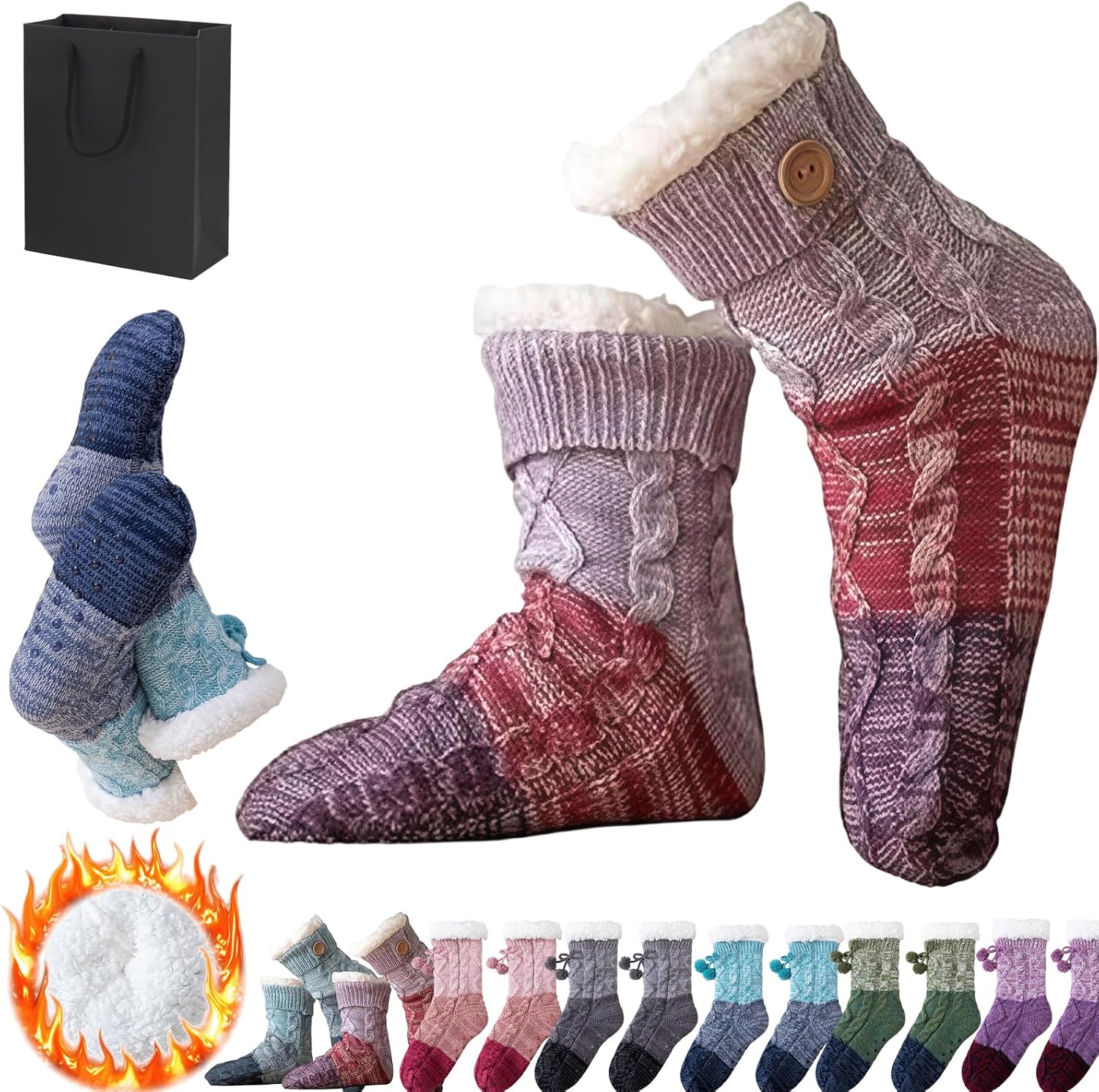 Knitted Ultra-Thick Slipper Home Socks, Winter Non Slip Thick Fuzzy Socks, Warm Sock for Extreme Cold Weather