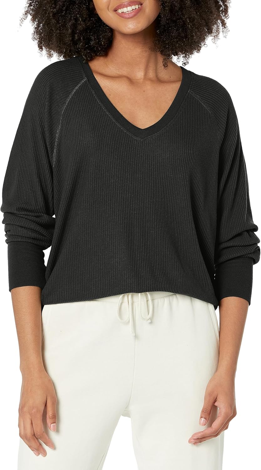 PJ Salvage Womens Loungewear Textured Essentials Long Sleeve Top