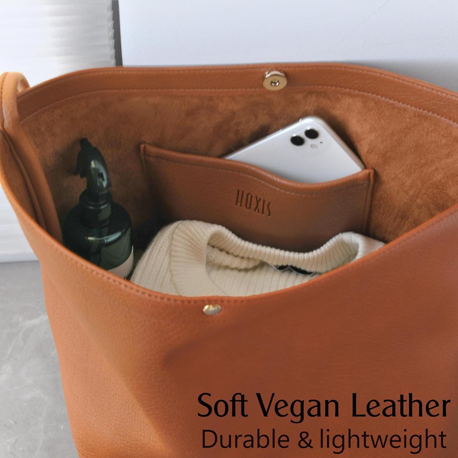 Hobo Bags for Women Vegan Leather Bucket Bags Minimalist Shoulder Handbag - Image 5