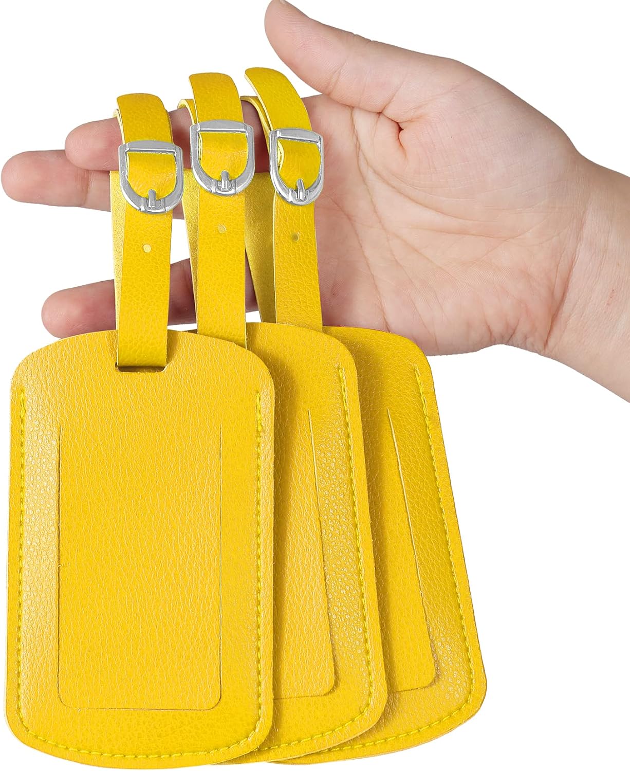 Vividwise Luggage Tags with Name ID Card, Leather Luggage Suitcases Tag for Bag Baggage Travel Accessories 3 Pack (Yellow) Vividwise Luggage Tags with Name ID Card, Leather Luggage Suitcases Tag for Bag Baggage Travel Accessories 3 Pack (Yellow)