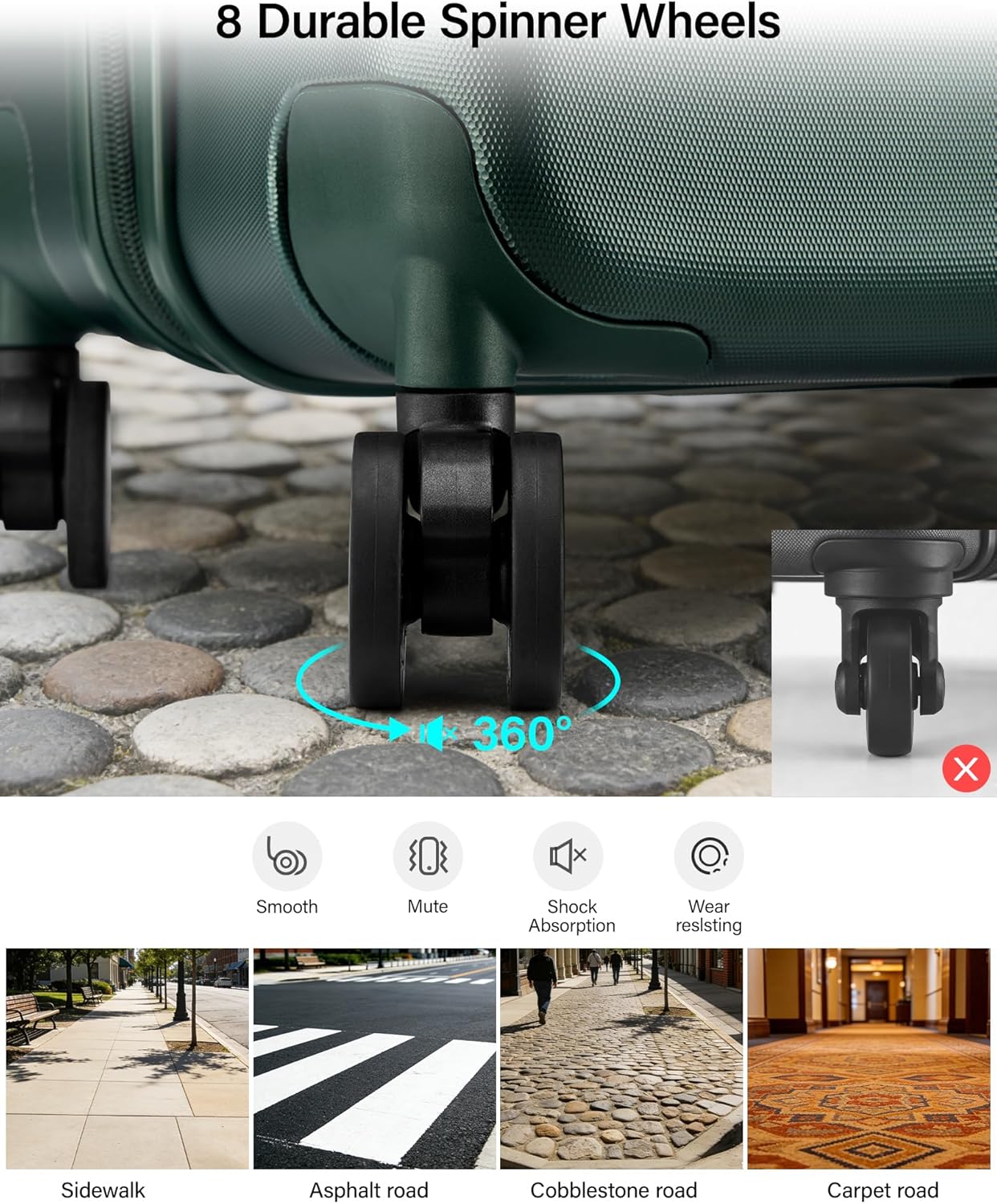 MILADA 20-Inch Expandable Carry On Luggage, Hard Shell Top-Opening Luggage with Wheels, TSA-Approved Small Travel Bag for Men and Women Carry-On Suitcase, Blackish Green - Image 5