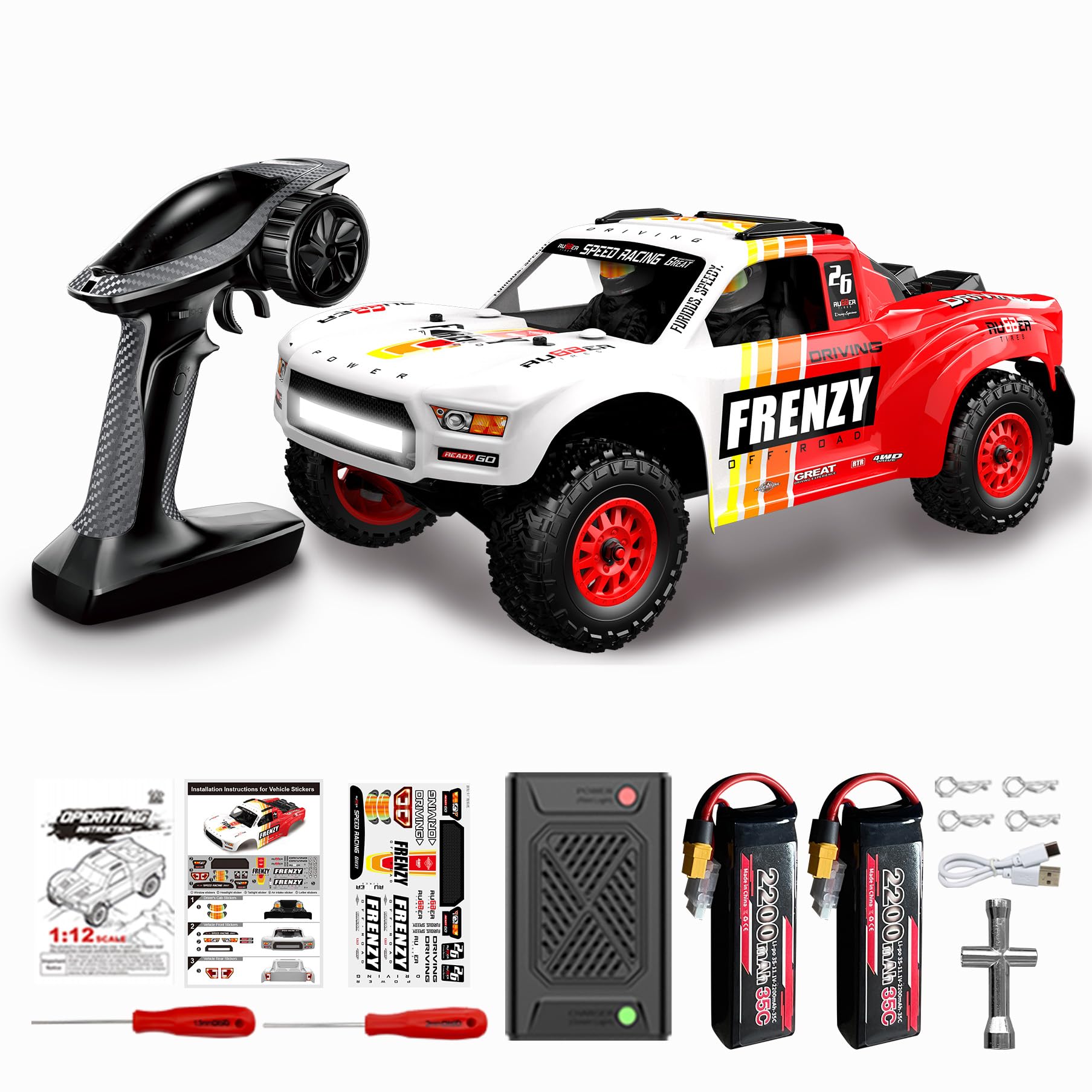1 12 4WD Brushless RC Truck for Adults 4x4 Offroad Waterproof Monster Trucks Electric Powered High Speed Remote