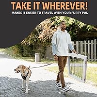 Vista 7 de ZJSF Puerta plegable independiente para perros para casa, puerta de madera extra ancha para cachorros, escaleras, puertas para perros, puerta alta