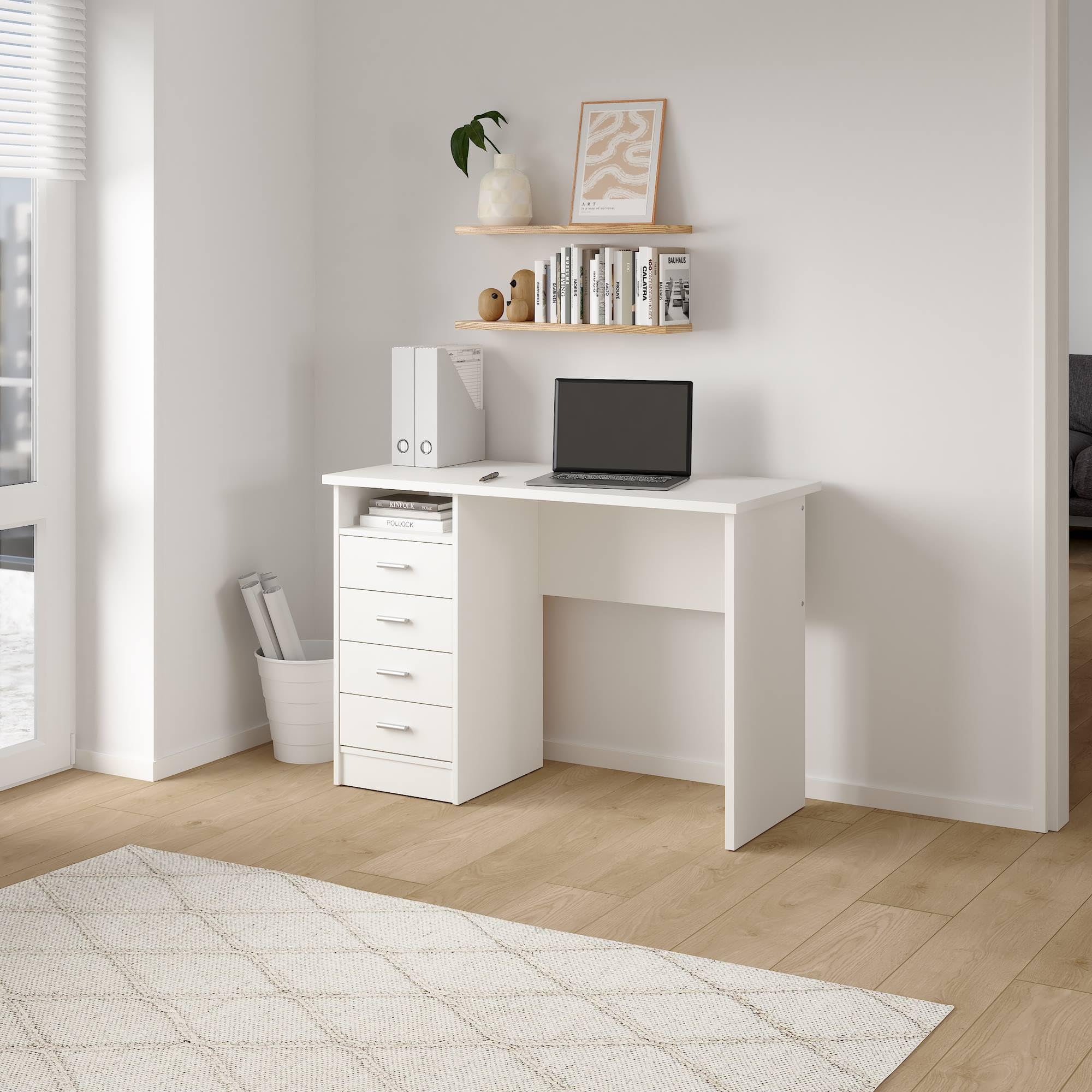 Escritorio Segre White Mesa de Estudio con 4 Cajones en Color Blanco 111 x 49 x76 cm