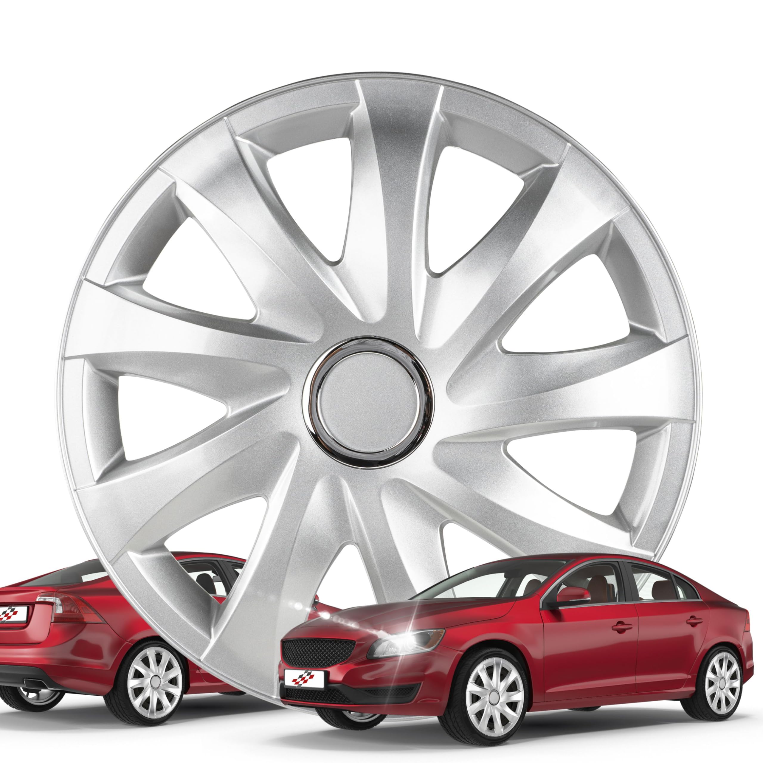 Walser Kołpaki premium Drifter, 4-częściowy zestaw kołpaków bardzo dobry*, kołpaki ozdobne 16 cali, kołpaki do felg aluminiowych, felg stalowych, srebrnych kołpaków ozdobnych – Made in Europe
