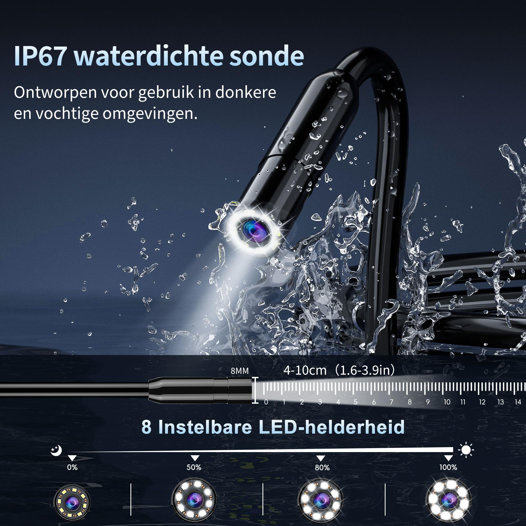 10m Endoscopio Industriale, Telecamera Endoscopica Impermeabile IP67 con Schermo IPS da 4,3", Telecamera di Ispezione HD 1080p con 8 LED Regolabili, per Tubi, Motore Auto,Festa Del Papà