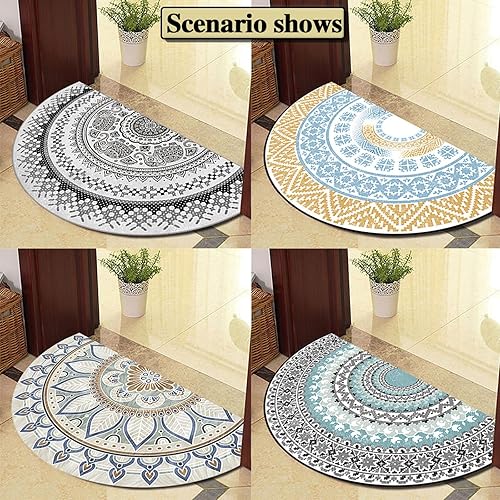 Miniatura 2 de Tapete de medio círculo personalizado, para puerta de entrada, entrada, interior, exterior, exterior, para puerta trasera, borde gris, 15.7 x 23.6 in