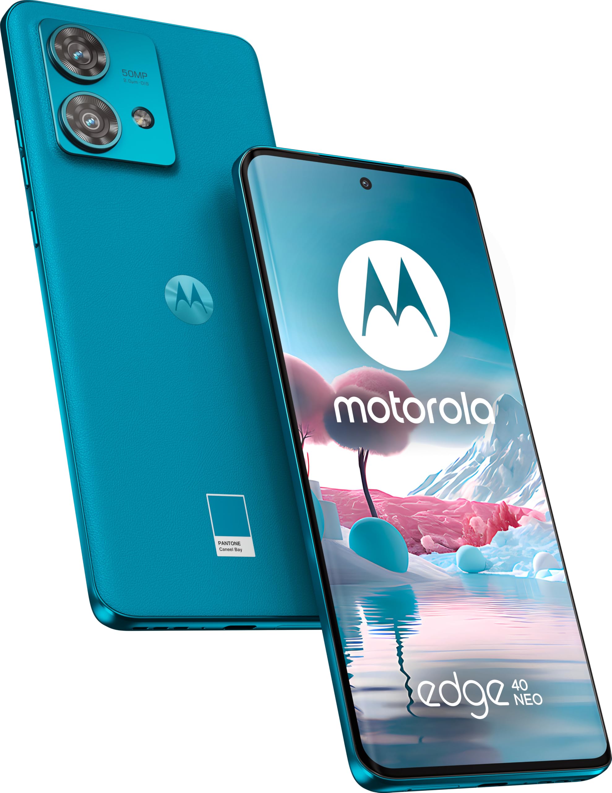 Motorola Edge 40 Neo, 12/256 GB, Pantalla 6.55" pOLED 144Hz, IP 68, cámara 50MP Ultra Pixel, iOS, Carga 68W TurboPower, Dolby Atmos Audio, Android 13, batería 5000 mAh, Dual SIM, Azul (Versión ES/PT)