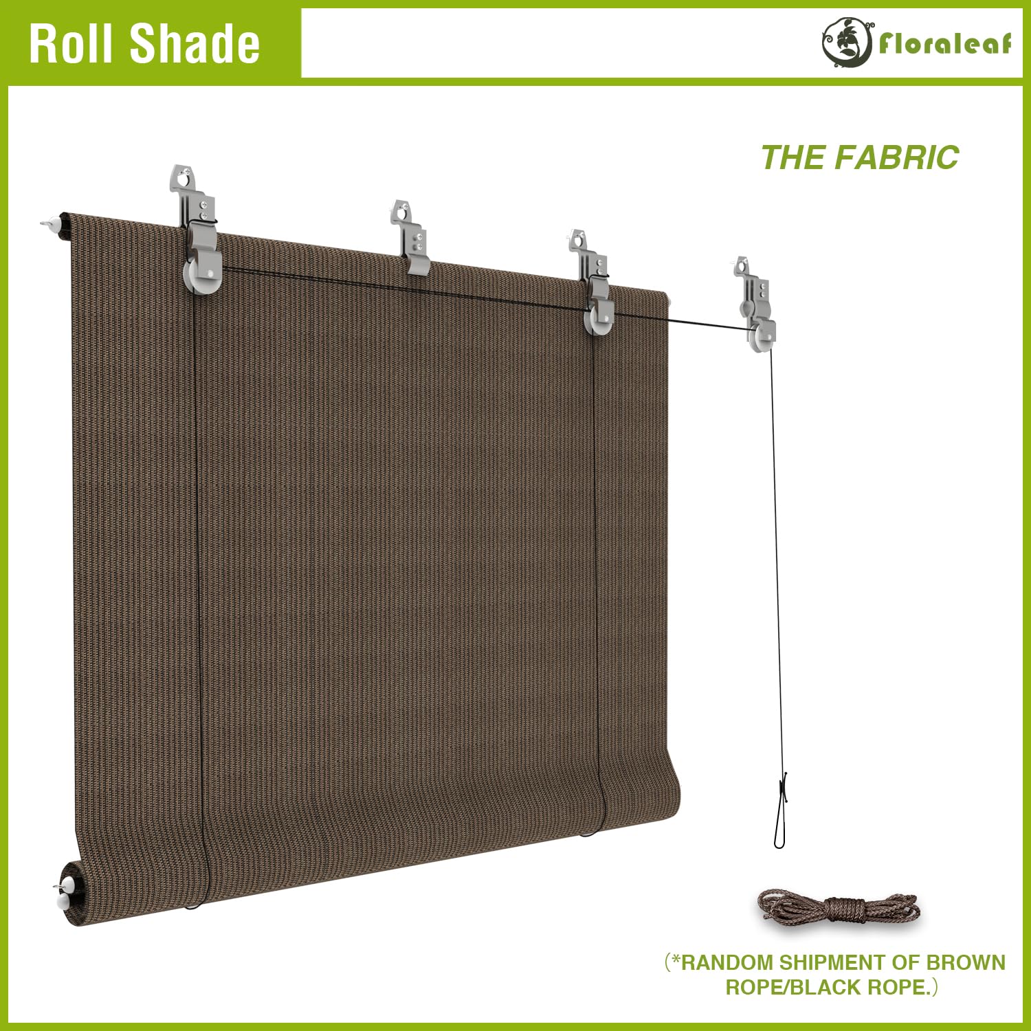 FLORALEAF Outdoor Roller Shades 6'W x 6'H Window Blinds for Porch