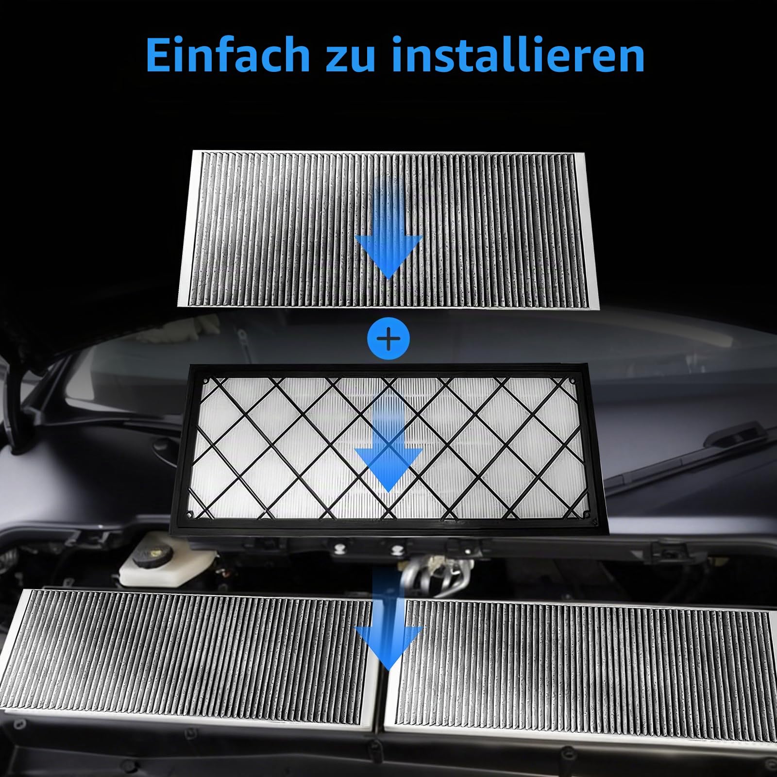 HEPA Aktivkohle kompatibel mit Tesla Model Y (2020-2026), Ersatzluftfilter | für Juniper, mit 5-Schichten-Filtration, 95% PM2.5 Effizienz - Innenraumfilter für Klimaanlage(4er-Pack)