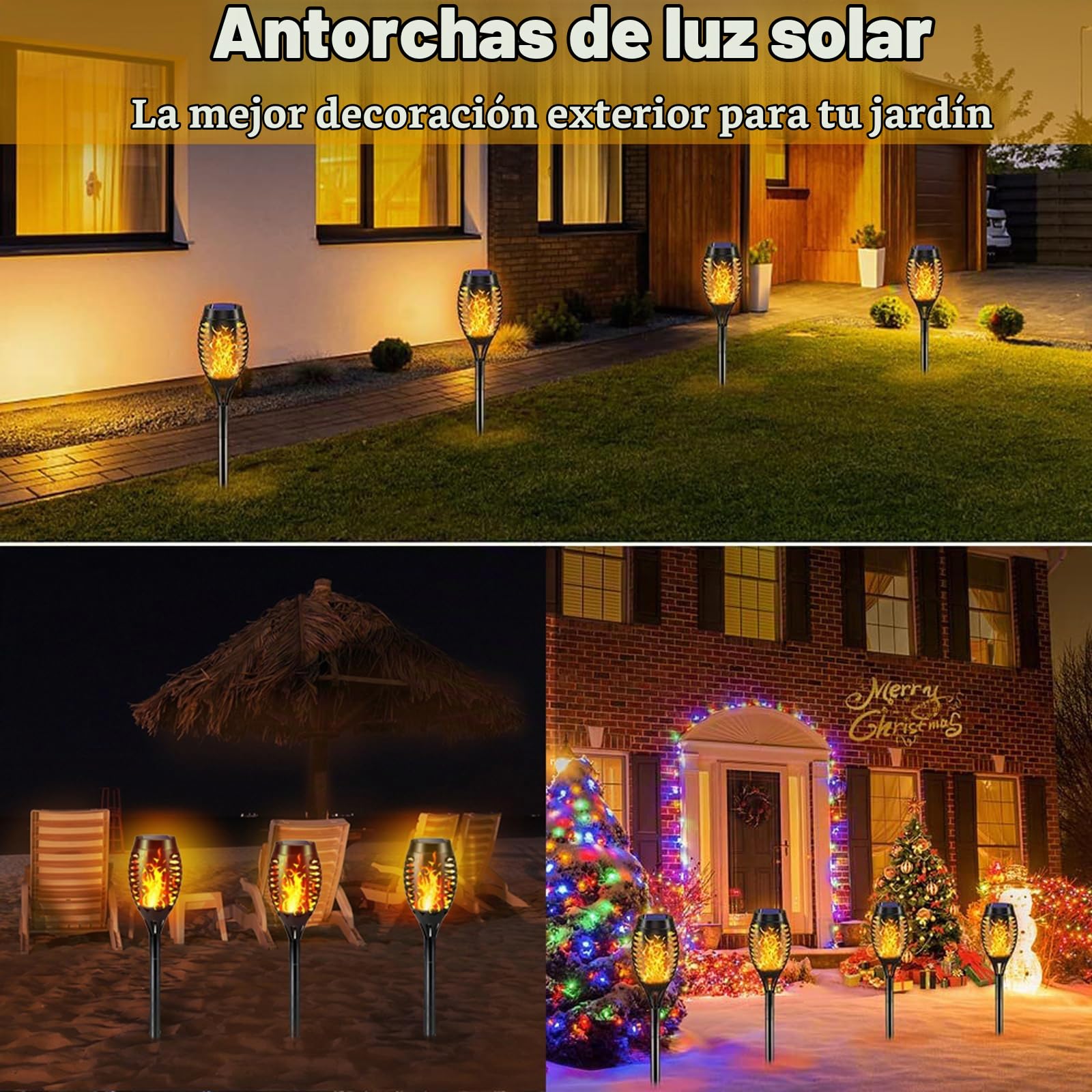 Lámparas solares para exteriores, antorchas solares para exteriores, 6 unidades de luz solar de llama, IP65 resistente al agua, iluminación solar para jardín, exterior, patio trasero, iluminación de