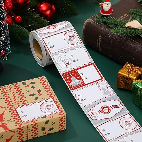Vista 129 de Outus 500 etiquetas de Navidad, etiquetas autoadhesivas de regalo para regalos de Navidad, etiquetas de nombre de Navidad, etiquetas para papel