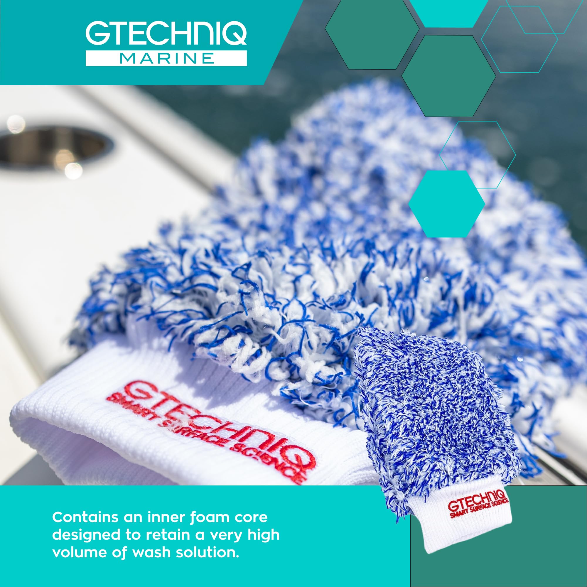 Gtechniq Manopla de Microfibra Cuidado de Superficies Marinas, Unisex Adulto, Azul, Talla única