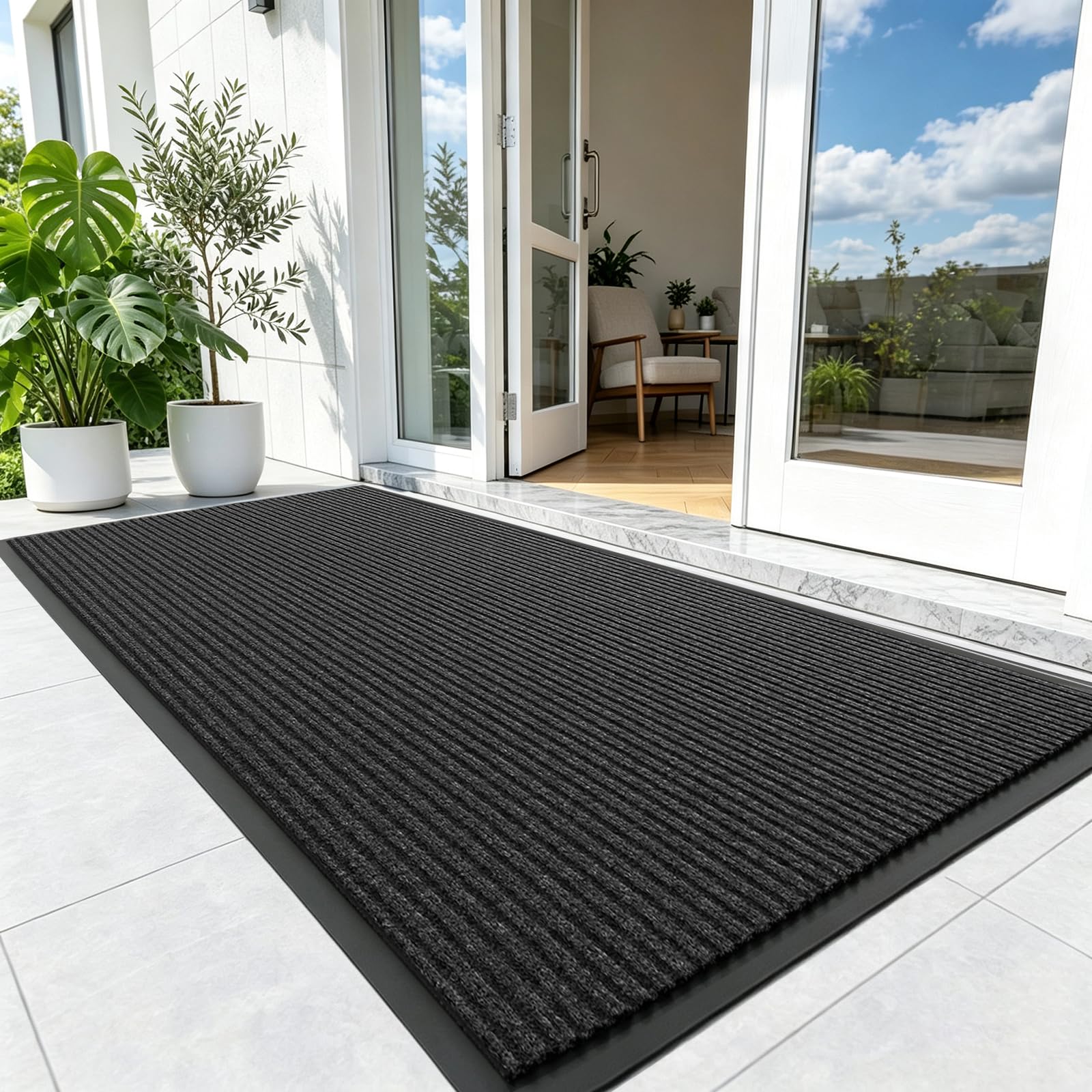 4'x6' Commercial Floor Mat for Entryway,Large Front Doormat for Home Entrance&Business High-Traffic Areas,Heavy Duty Non-Slip Rug,Rubber Backing,Low Profile,Black — Amazon image 13