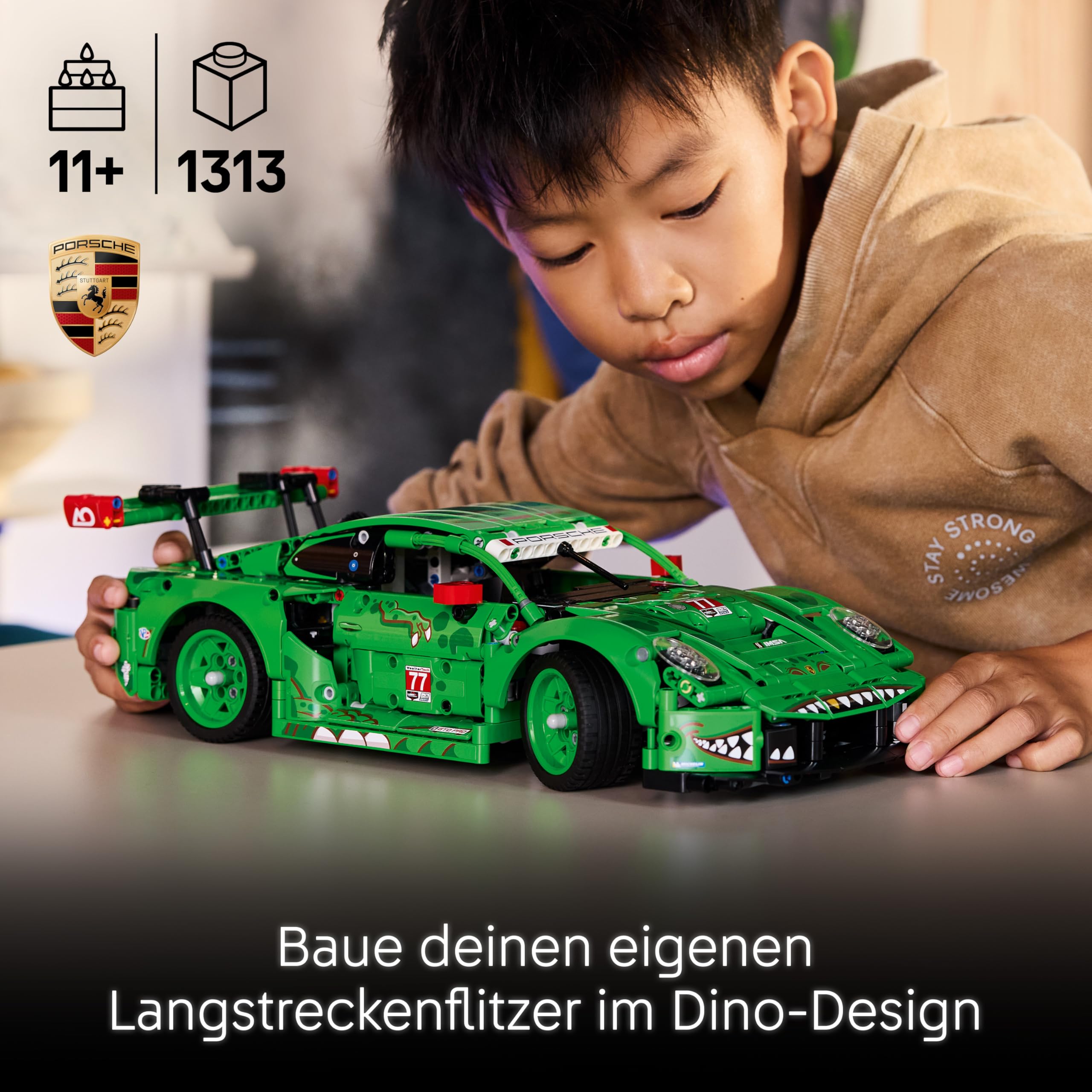 LEGO Technic Porsche 911 GT3 R Rexy AO Racing Rennwagen - Porsche Modellauto - Rennwagen zum Sammeln und Ausstellen - Porsche Modell Bauset ab 11 Jahren - Geschenk für Kinder & Autofans - 42224