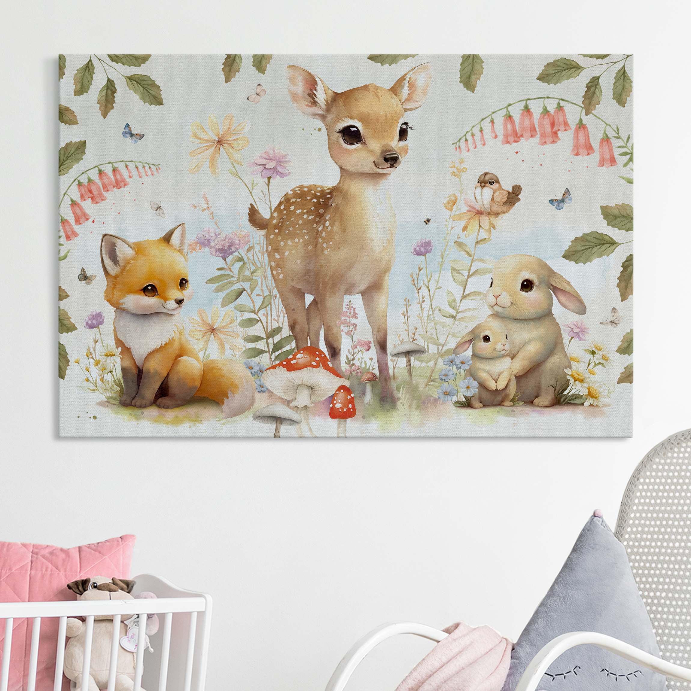 micasia Akustikbild Kinderzimmer Schallschutzbild 4cm Keilrahmen & Schallabsorber - Kunstkopie Aquarell bunt Mädchen Jungen Bild für bessere Raumakustik 1819 (150x100cm)