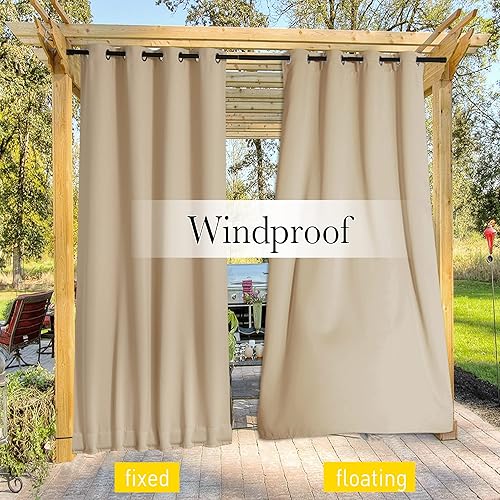 Miniatura 6 de NICETOWN - Cortinas opacas, impermeables, ojales resistentes al viento, pestaña trasera en la parte superior e inferior, bloqueo solar y cuerda,