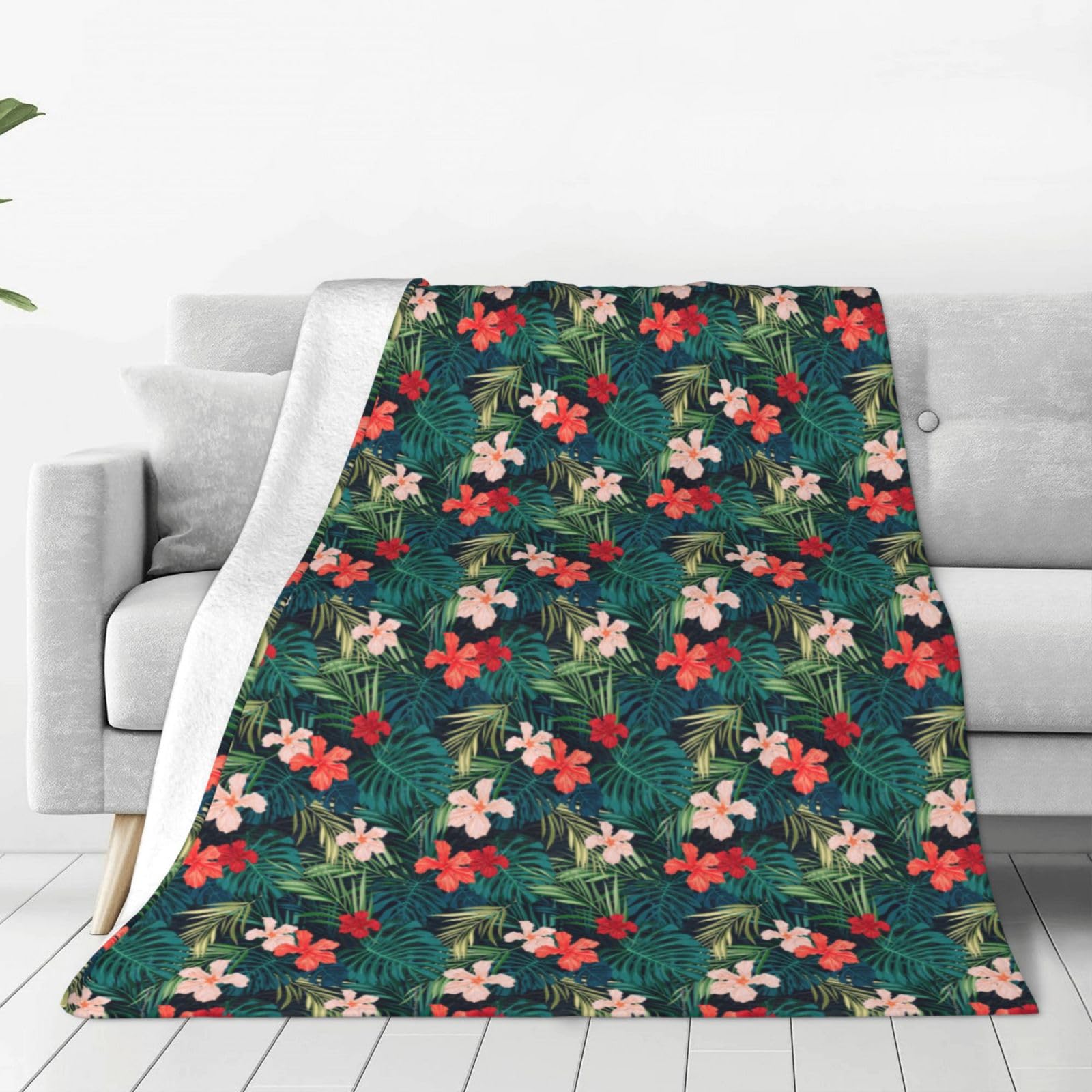 Couverture flanelle anti-boulochage WURTON plaid doux imprimé hawaïen 127x101 cm