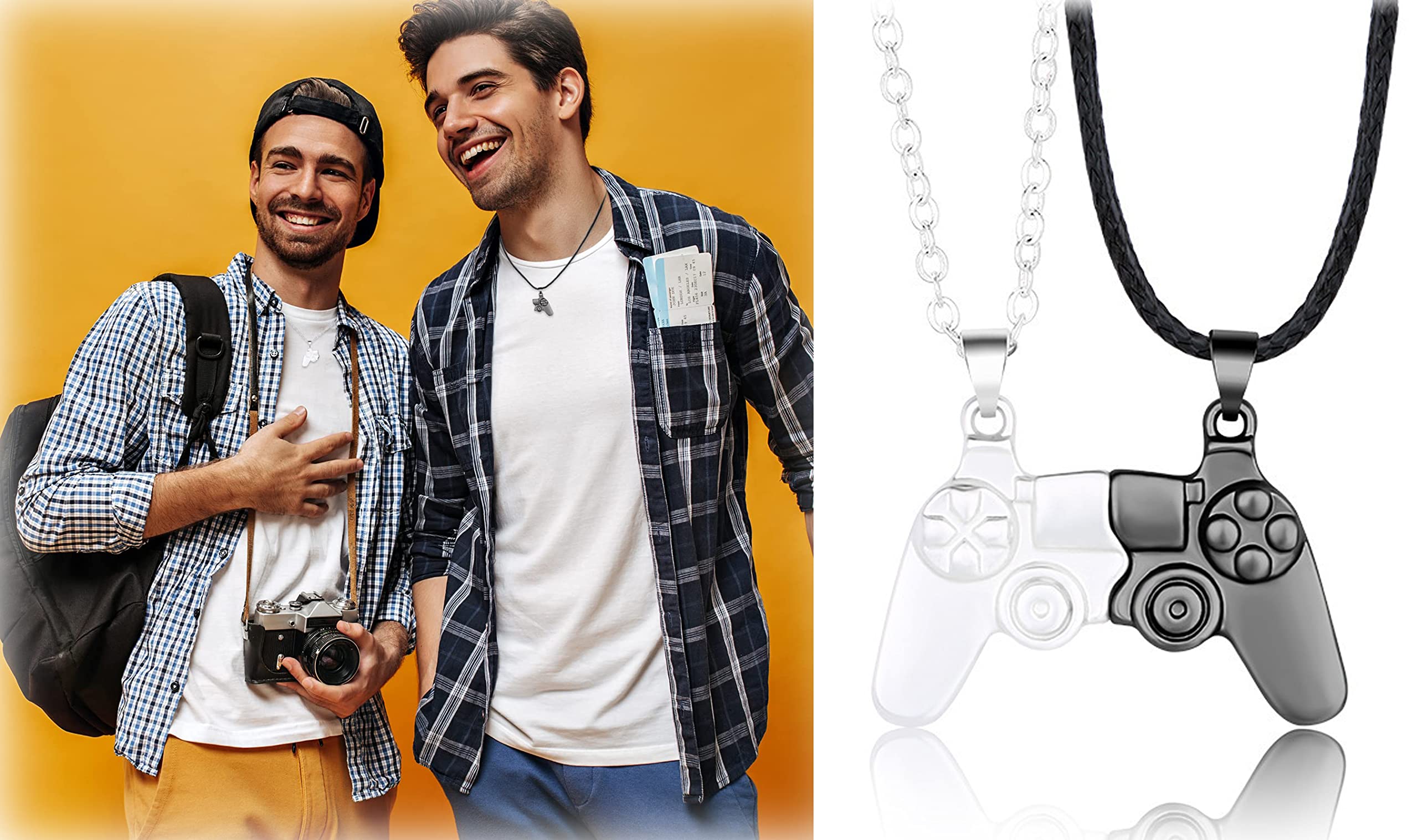 MAKINGTECMAKINGTEC 2 Pcs Friendship Necklaces, for Best Friends, Split Magnetic Game Controller Pendant Necklaces, for Couples Matching Best Friends Forever Necklaces Set