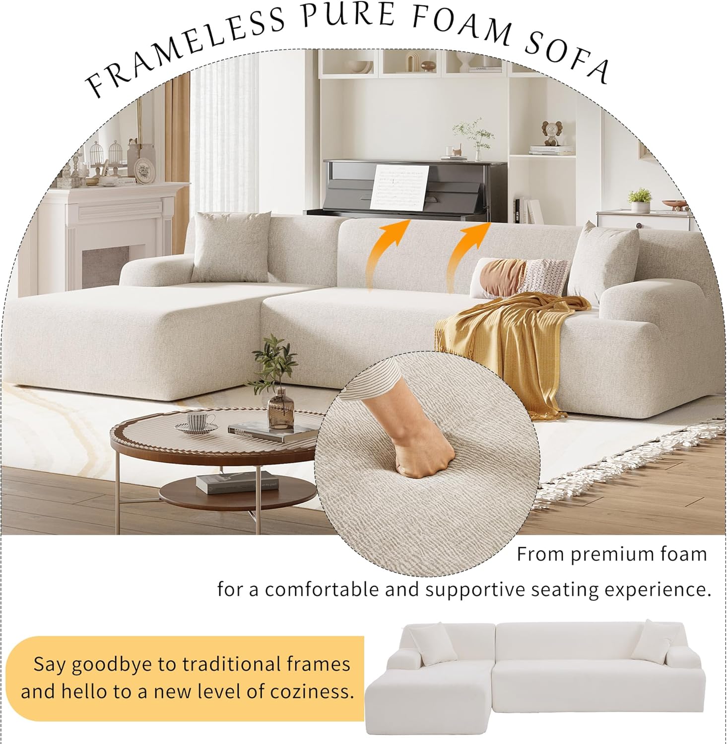 pure foam sofa for home decor