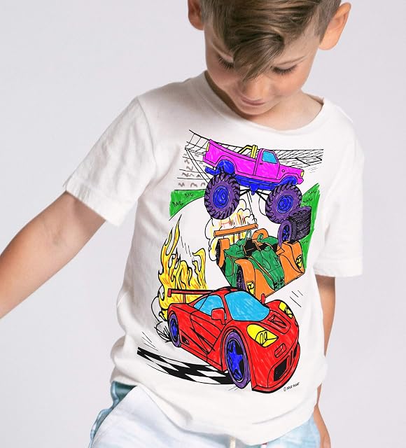 Foto 2 de 5 de Splat Planet Camiseta Coches para niños. con impresión para Pintar y Colorear. Incluye 10 Colores mágicos…