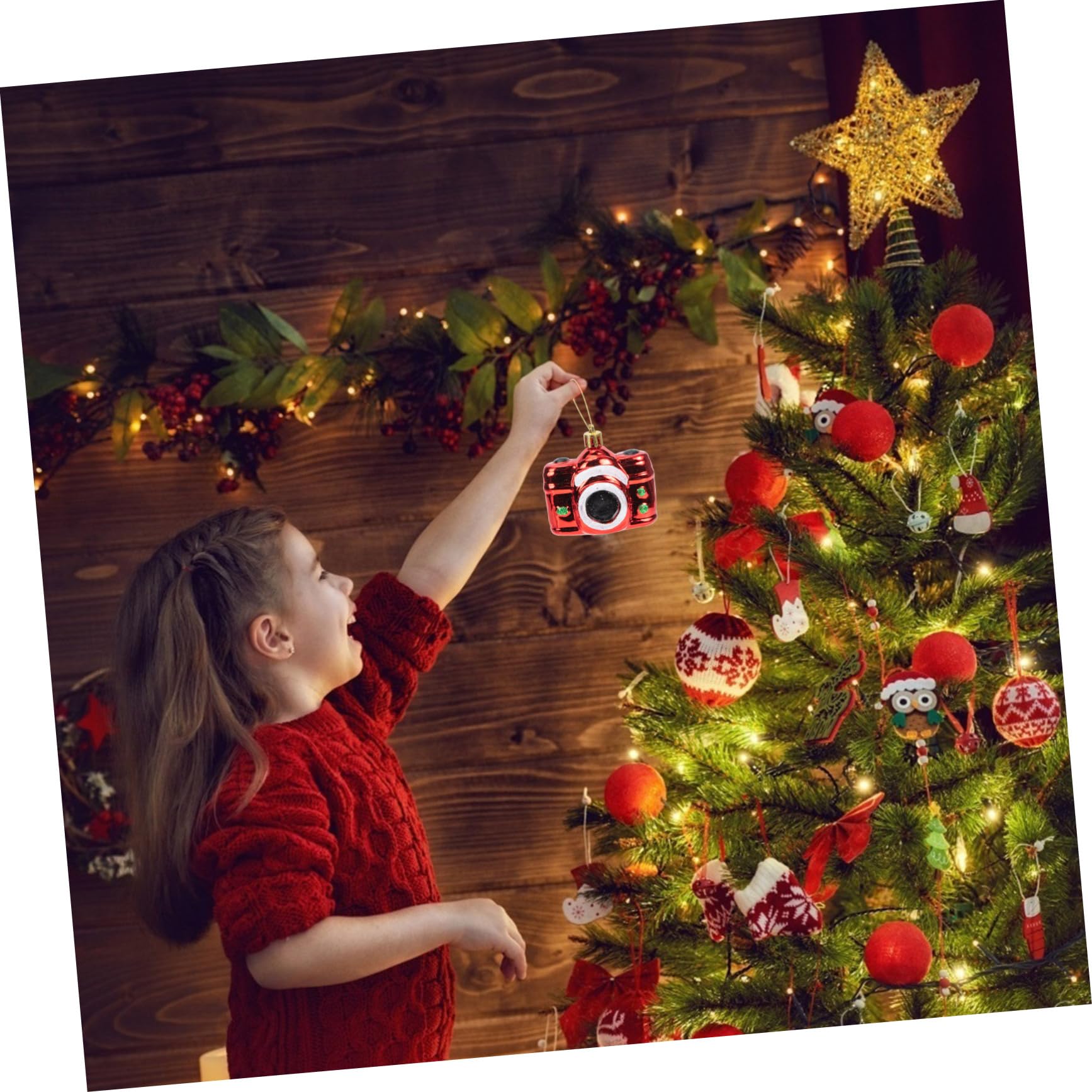 Cabilock Piezas decoración del árbol de Navidad Colgantes navideños Manualidades navideñas Adornos Rojos Colgando Adornos de árboles decoración Colgante de Navidad Suministros de Navidad