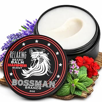 Bossman Brands, Beard Balm Heavy Duty Relax, 2 Ounce | Ultimate Beard Care for Taming, Relaxing, Thickening & Softening Hair - No More Frizz, Flyaways - Made w/ Natural Ingredients