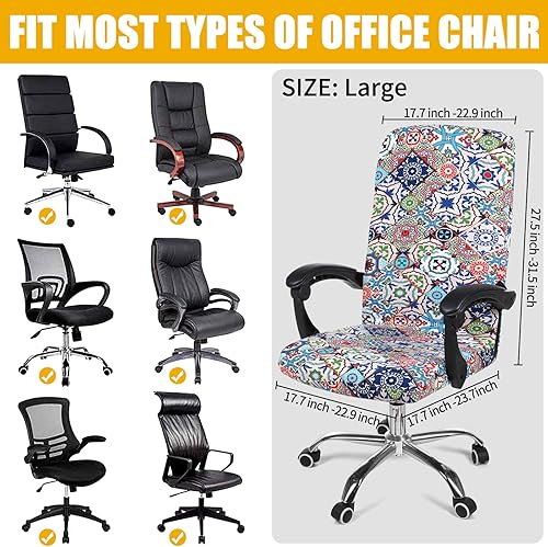 Miniatura 5 de smiry - Funda protectora para silla de oficina, cubierta estampada y elástica para silla, removible, lavable y resistente al polvo con cremallera,