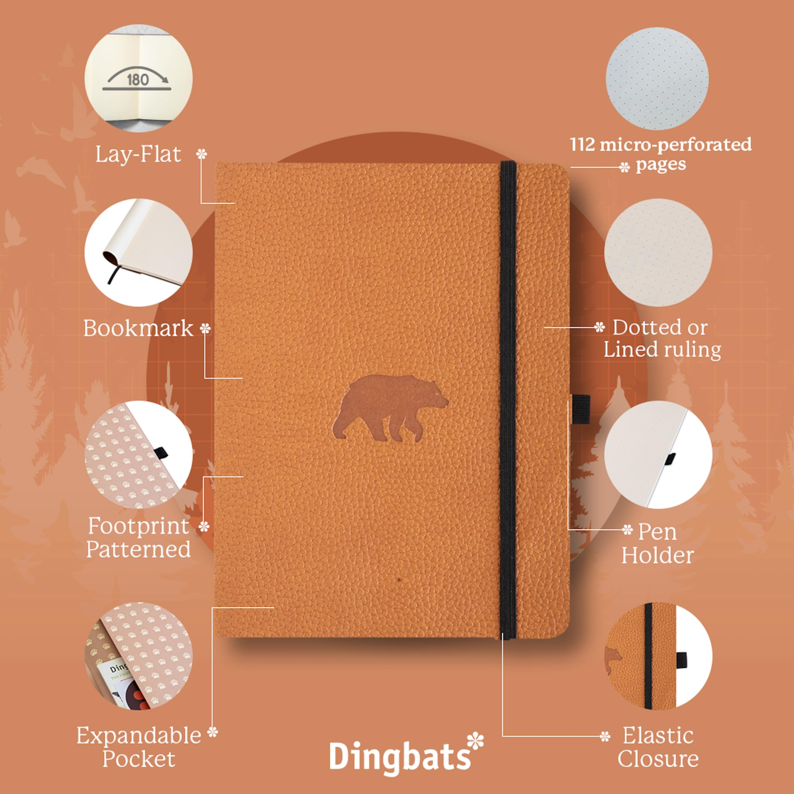 Dingbats* Wildlife Lined Journal Notebook A5, Vegan Leather Soft Cover, Ideal for Work Travel, Writing, with Pocket - Image 3