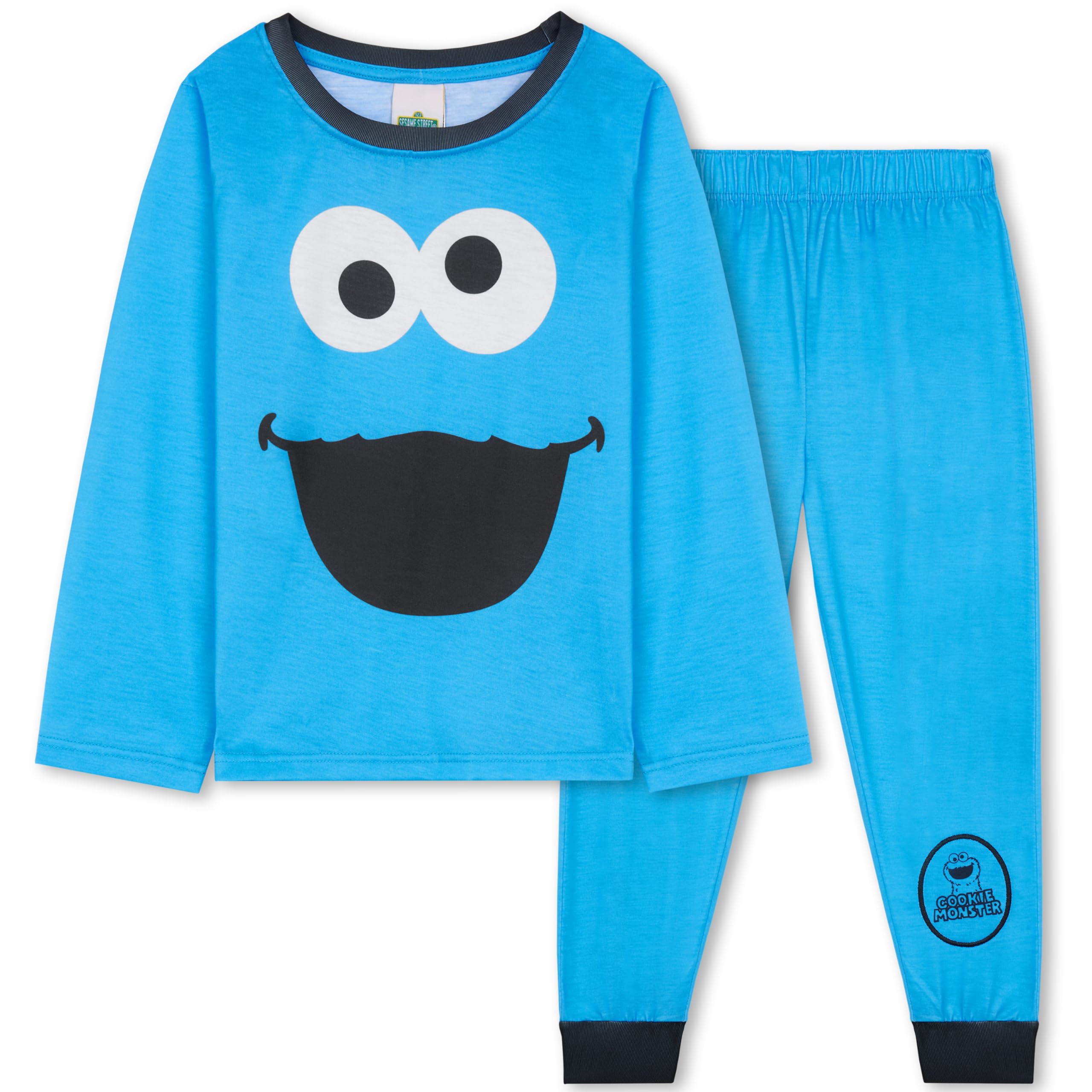 Elmo Cookie Monster 2 Pc Pajama Set Boys Girls Toddlers, Sesame Street T Shirt PJ Pants Lounge Set Gifts for Kids