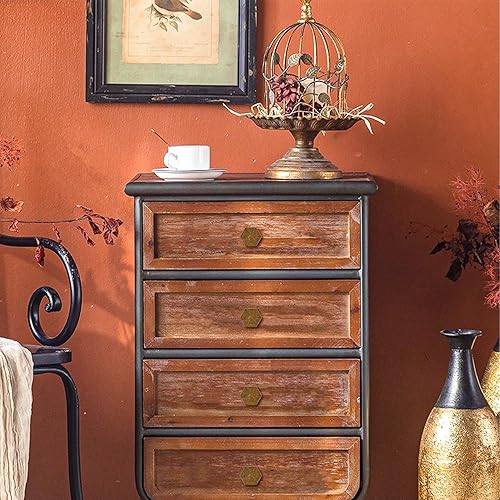 Miniatura 5 de RZDEAL Paquete de 4 pomos de latón antiguo de 1-110 pulgadas, pomos de latón macizo para gabinetes y tiradores hexagonales de bronce para cajón de