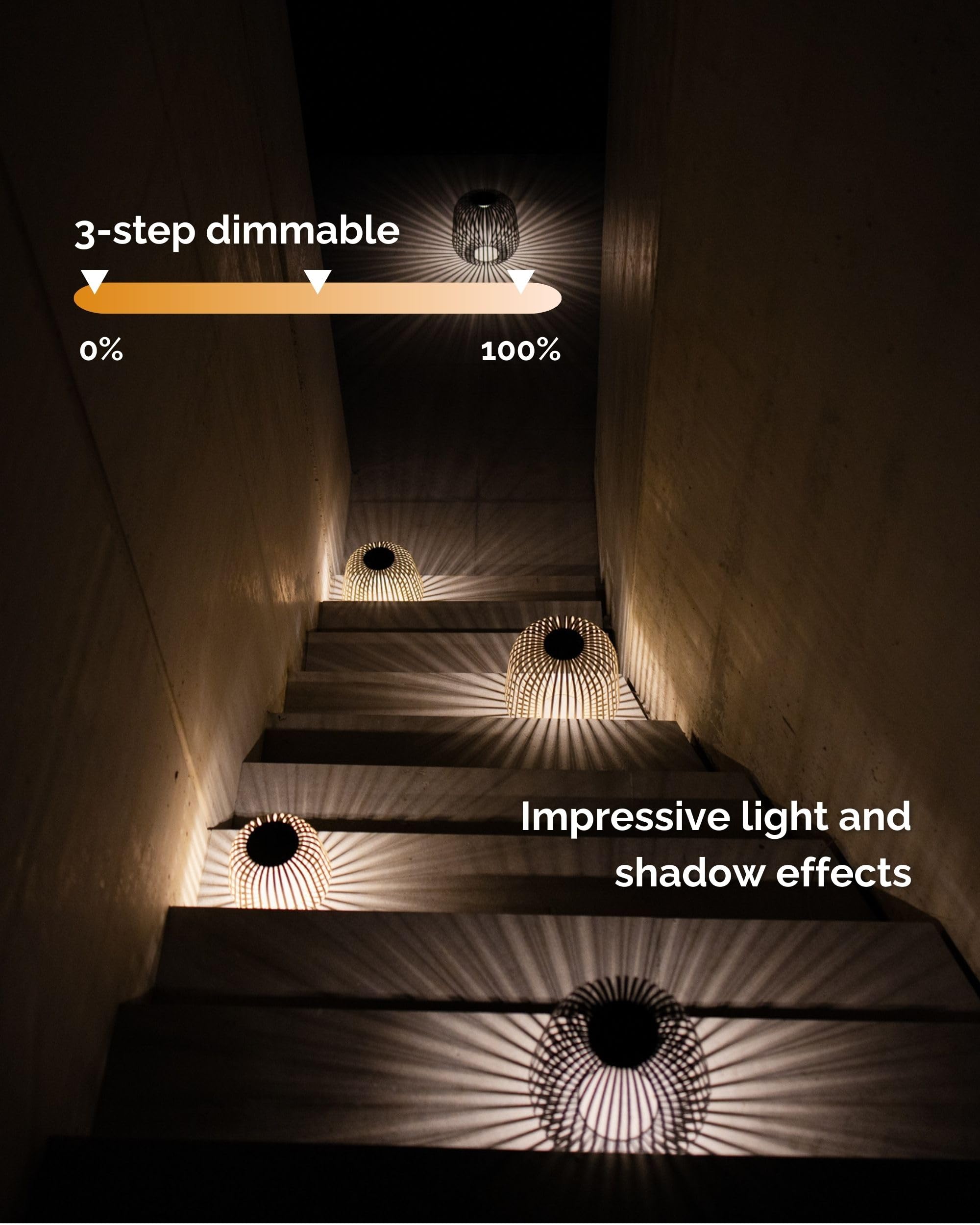 LUUK Studio Modern Solar lamp for Garden Balcony or Terrace, Warm White Light & dimmable Brightness - Image 3