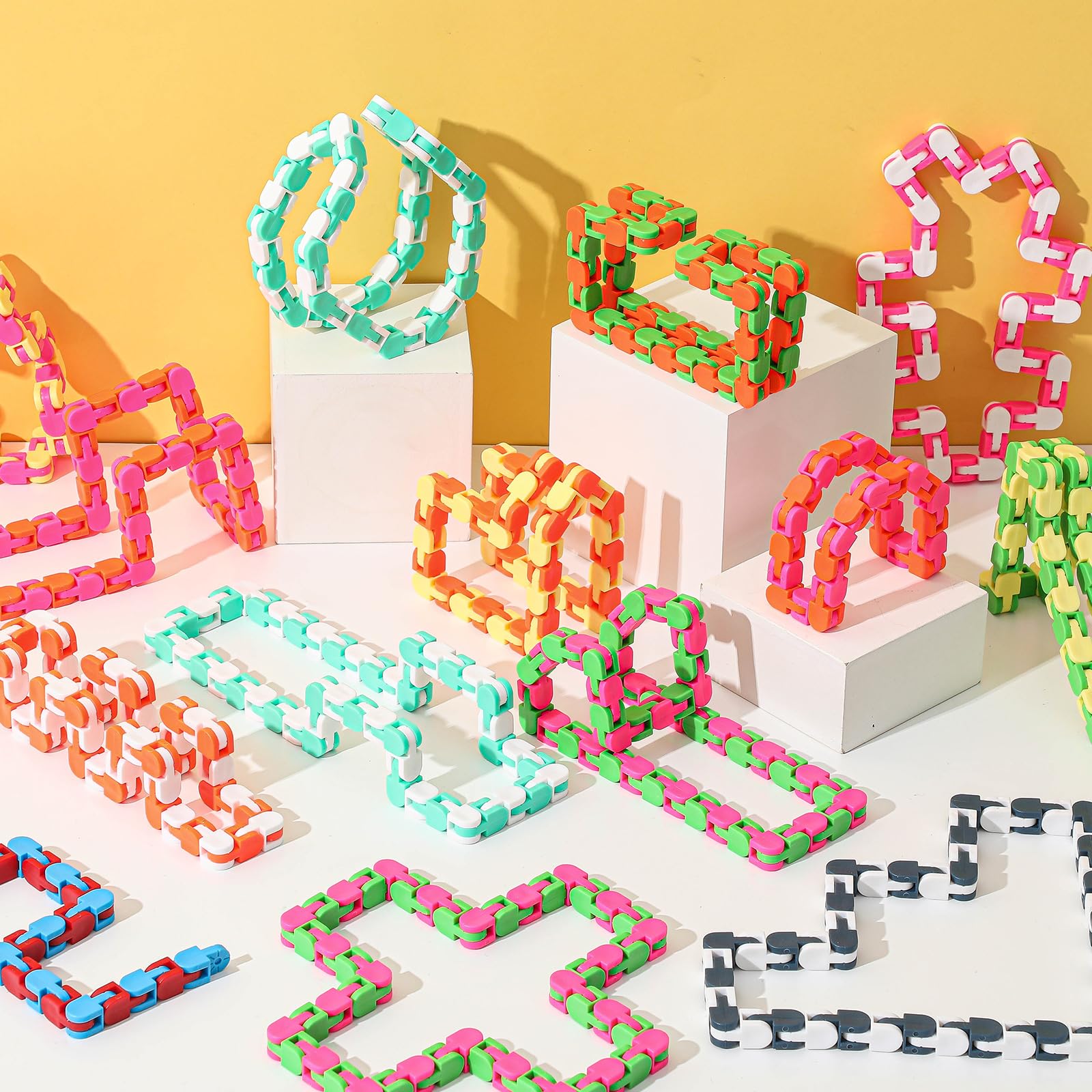 Yunsailing Wacky Tracks Fidget-Fingerspielzeug, sensorische Schlangenpuzzles, Fahrradschiene, Kette, Spielzeug, Schlange für Kinder, Erwachsene, Stressabbau, Party, Klassenzimmer, Zuhause, Reisen