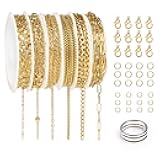 18k Gold Necklace Chains for Jewelry Making 52.5 FT 304 Stainless Steel Necklace Gold Chain Paperclip Jewelry Making Chain Bracelet with Lobster Clasp and Jump Rings for DIY Charm Necklace Making